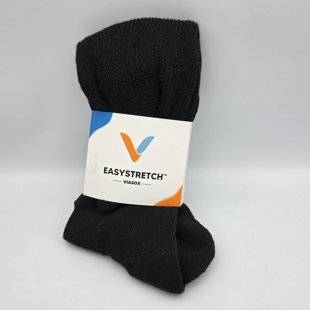 Viasox Easy Stretch Over Calf Socks Unisex Lg/Xl  Black Womens 14+ & Mens 13-19